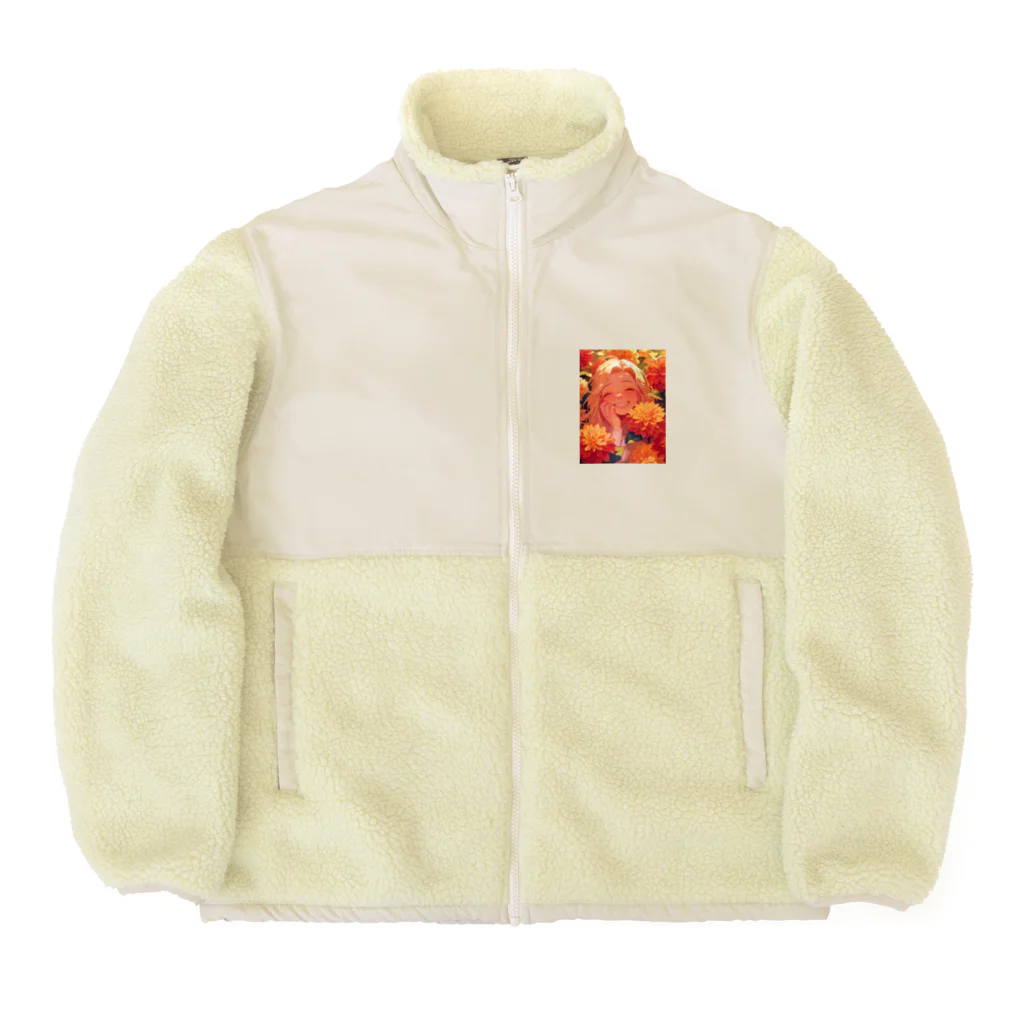 AQUAMETAVERSEのダリアの花の中の笑顔　なでしこ1478 Boa Fleece Jacket