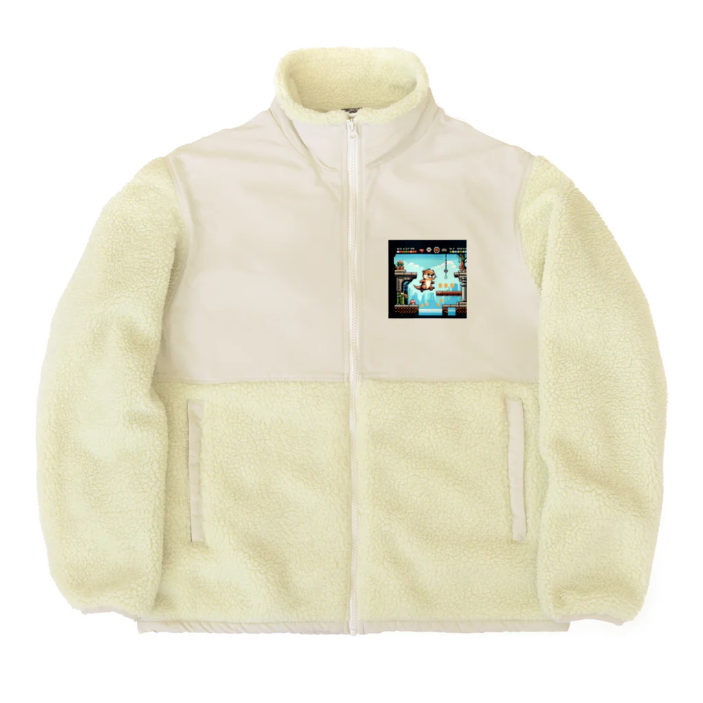 suke3kaku3のカワウソがゲームの世界に飛び込んだ！ Boa Fleece Jacket