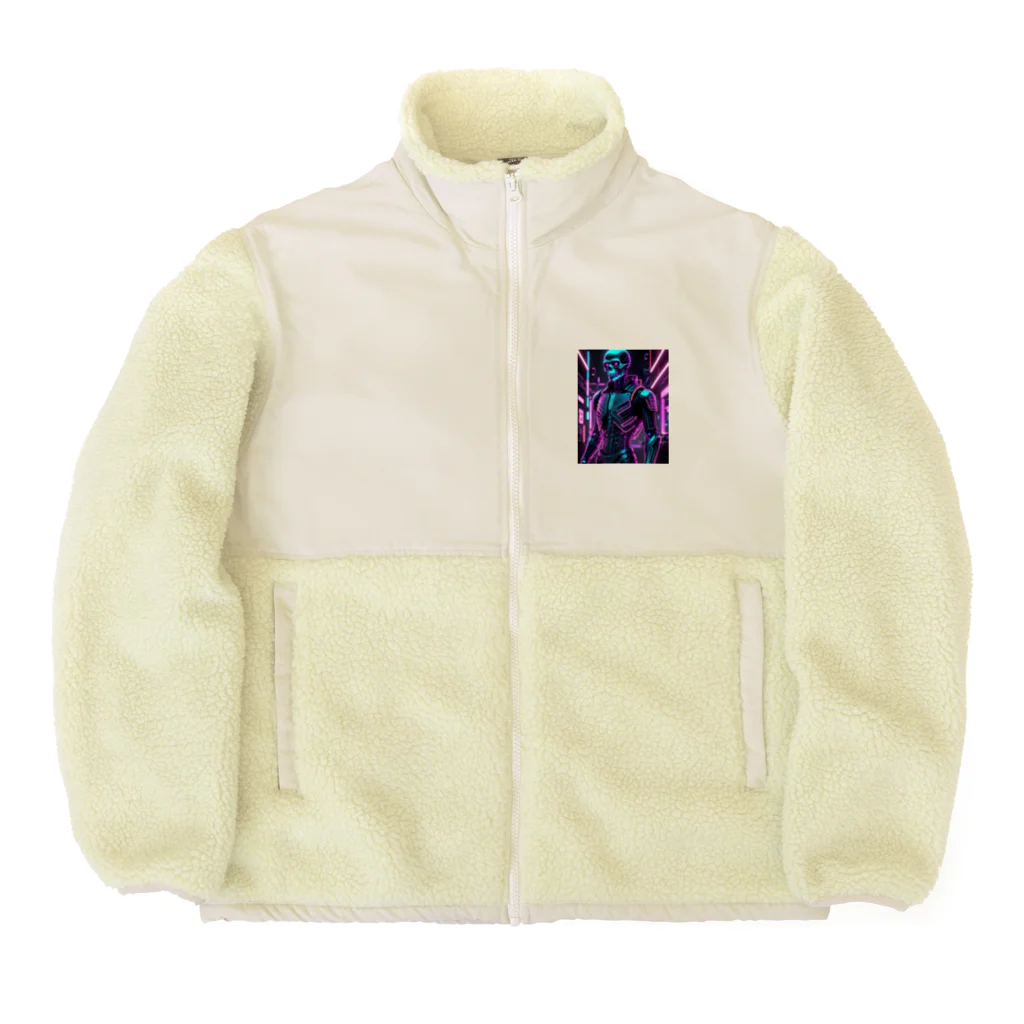 Skeletonの超クールな骸骨のサイバーパンクアート！ Boa Fleece Jacket