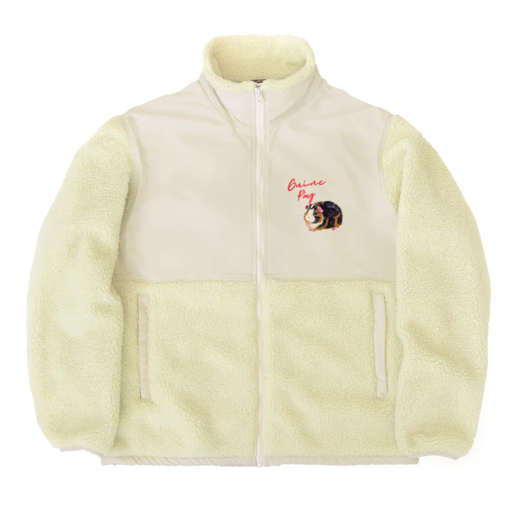 OKameMolꕤ︎︎オカメモルの油絵風「GuineaPig」三毛モルモット Boa Fleece Jacket