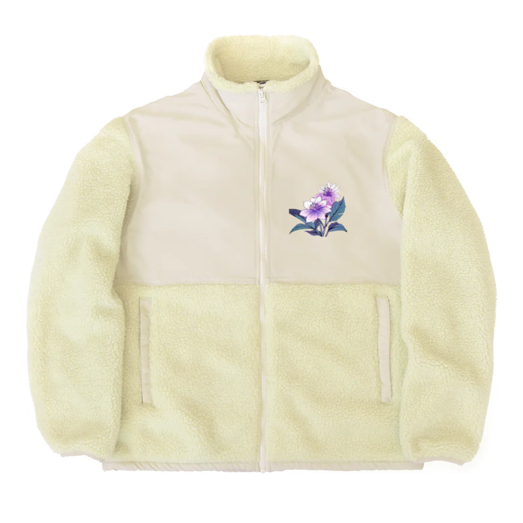 RetrowaveFlowerのRetrowaveFlower-ムラサキハナナ- Boa Fleece Jacket