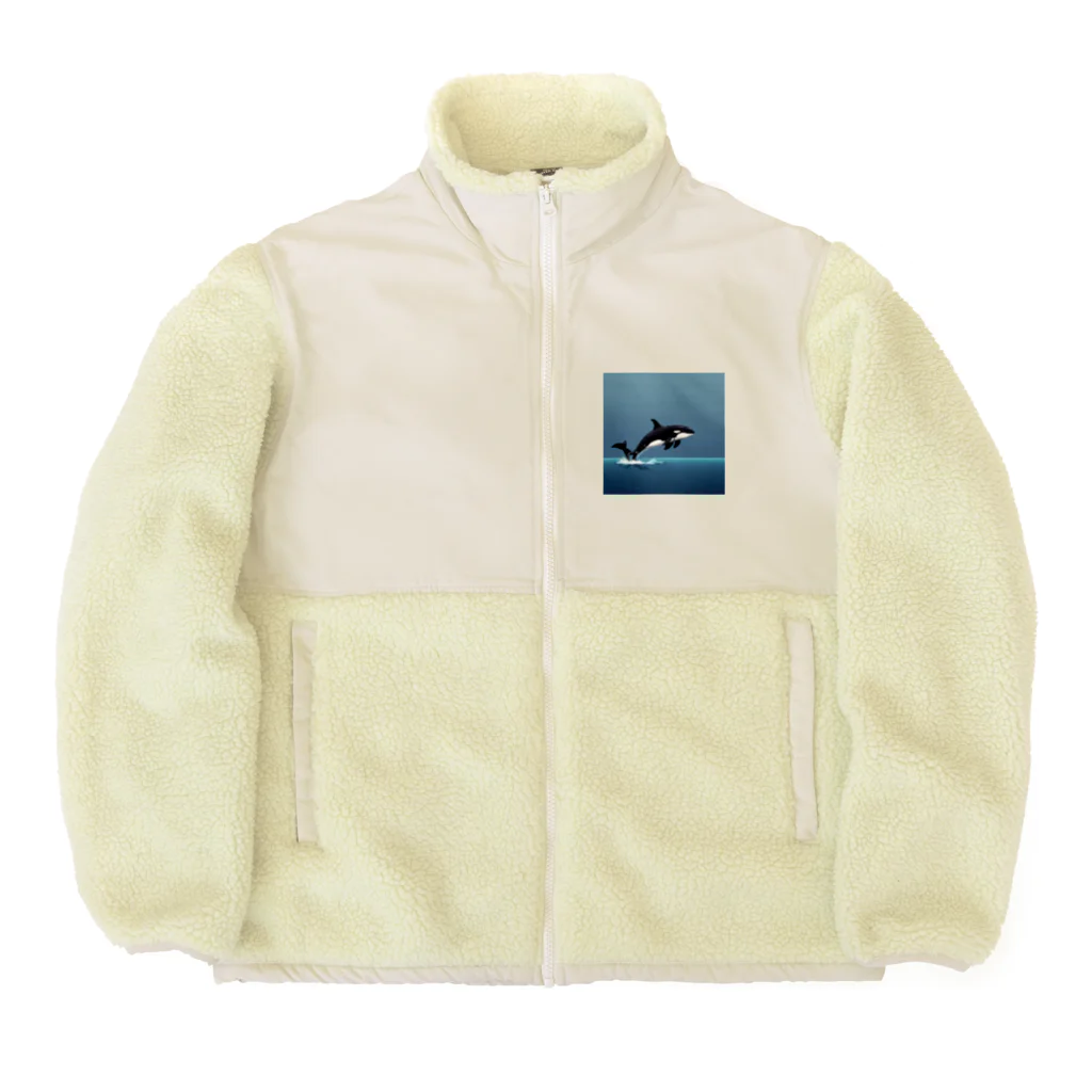 asuto_20のドット絵のシャチ Boa Fleece Jacket