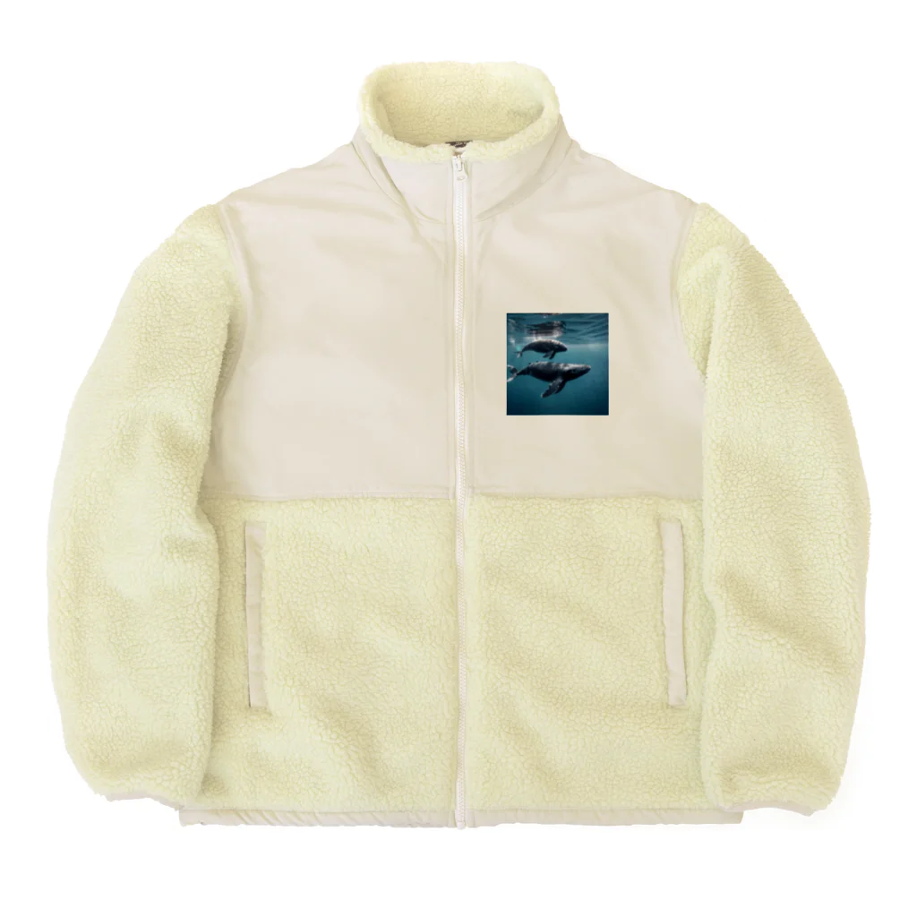 tozaki5573のクジラの親子 Boa Fleece Jacket