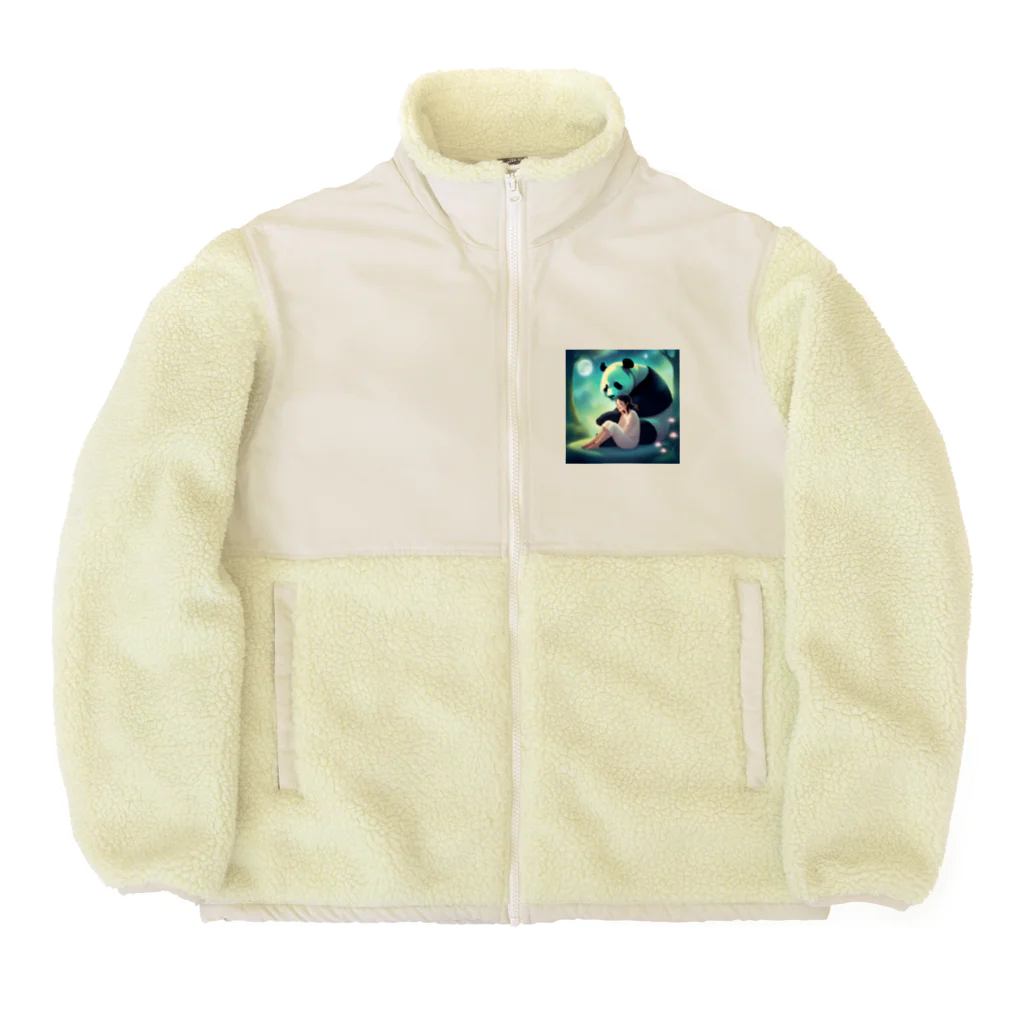 ぱんだ好きの店の月夜のパンダと女の子4 Boa Fleece Jacket