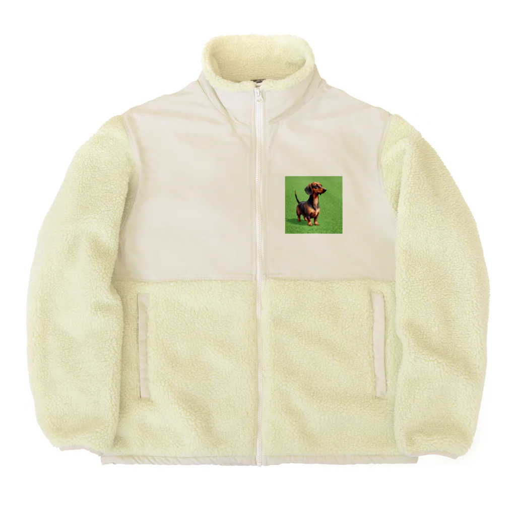 AI副業屋のショウのドット絵のダックスフンド Boa Fleece Jacket