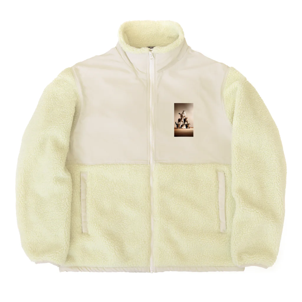 ガラスの貴公子の組体操ネコ Boa Fleece Jacket