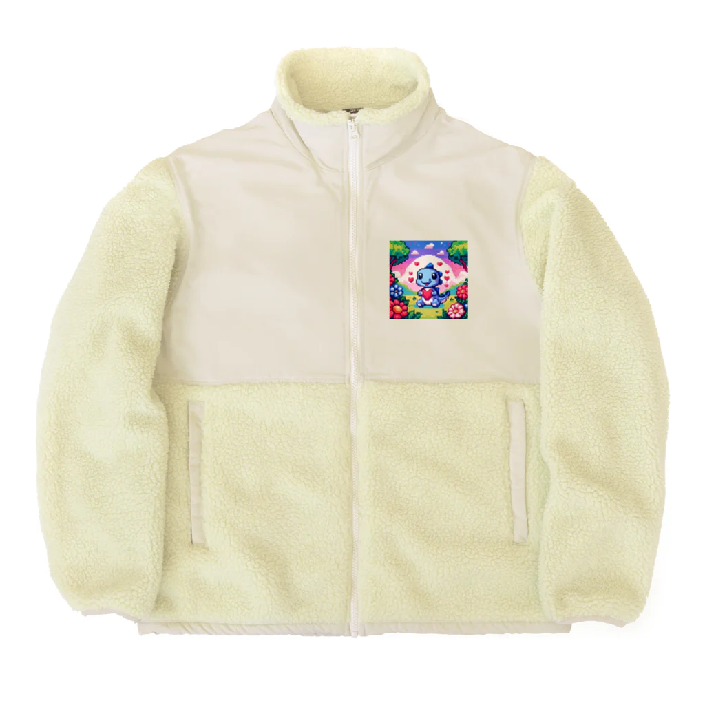 ドット職人のピクセルアート 恐竜の子ども Boa Fleece Jacket