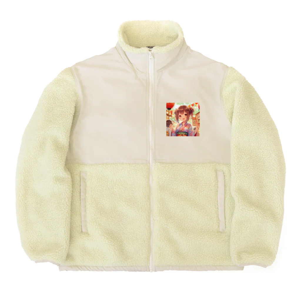 yukatagirlsの縁日で、浴衣でニッコリ Boa Fleece Jacket