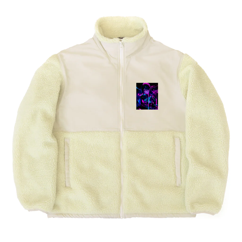 momonekokoのデジタルな世界に迷い込んだ少女 Boa Fleece Jacket