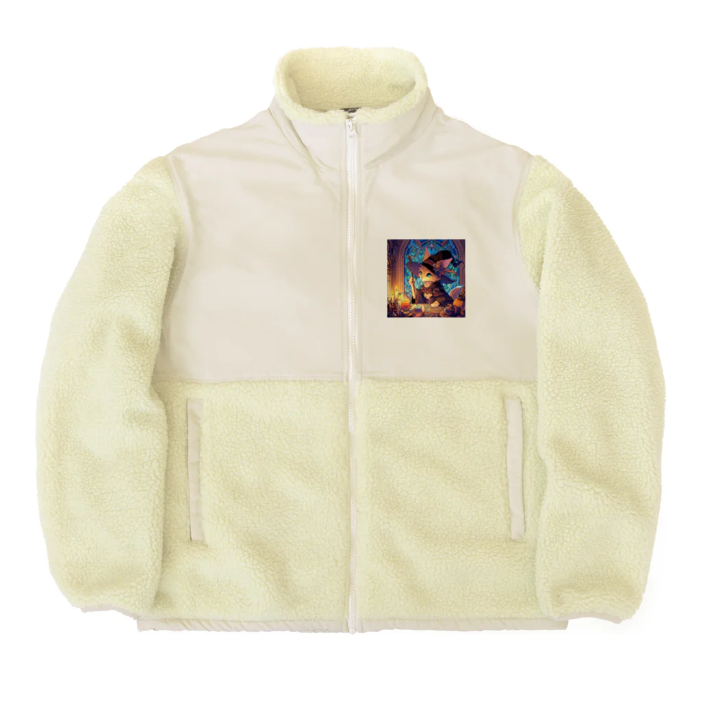 nico251の魔法の杖を持った猫 Boa Fleece Jacket