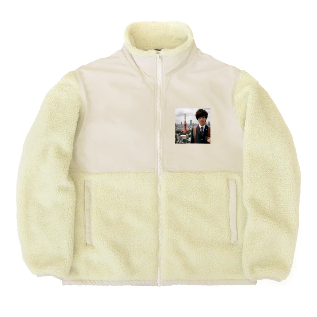 可愛い男の子イラスト販売所　By,keicyanの男の子　中学1年生　タワーバッグに Boa Fleece Jacket