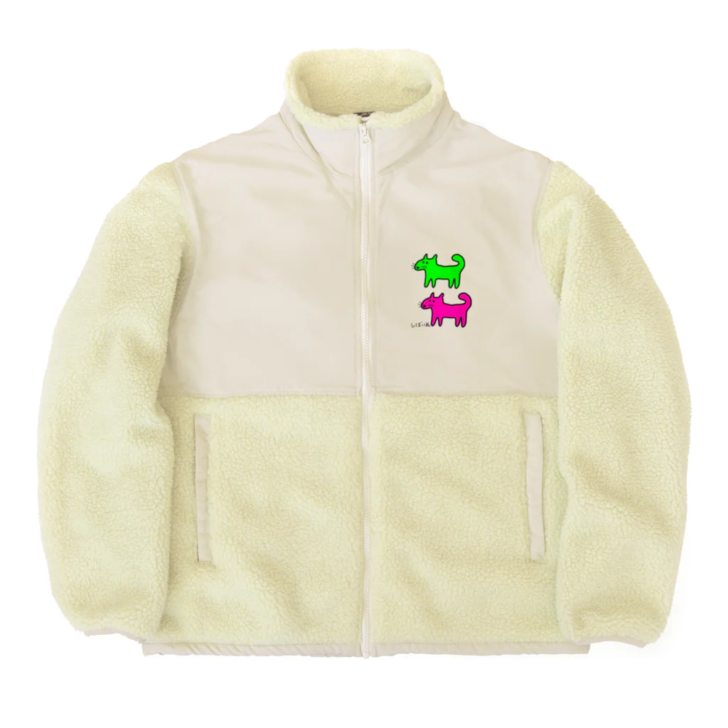 柴犬しばわんこhana873のしばいぬさんたち(ピンクと黄緑)柴犬さんたち Boa Fleece Jacket