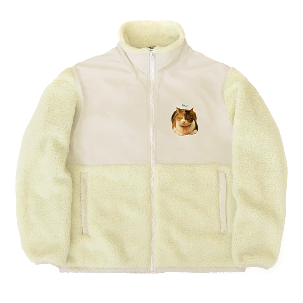 猫カフェ ぶぅたんグッズショップの仏のような寝顔のトコちゃん Boa Fleece Jacket