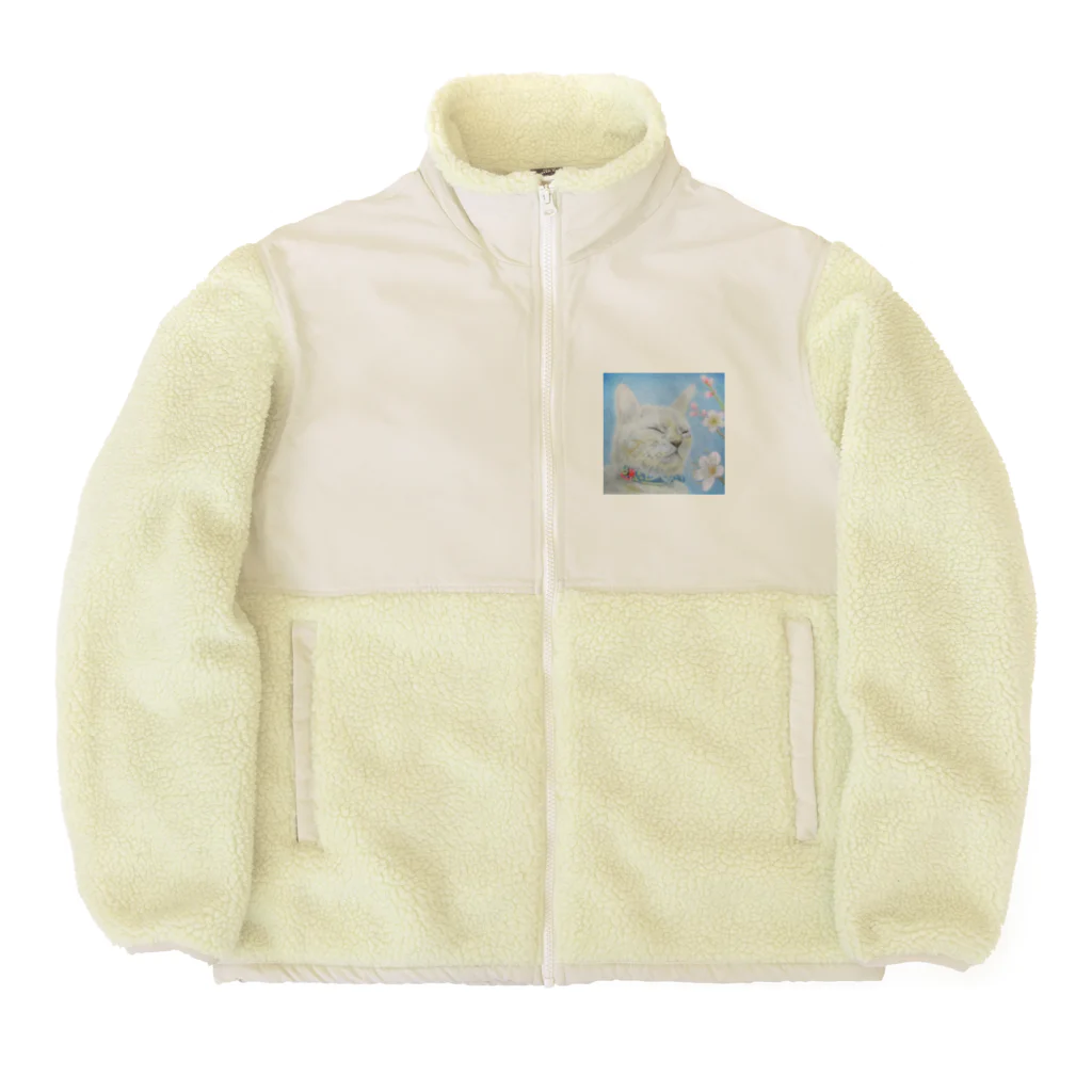 理絵のねこ ぬくぬく Boa Fleece Jacket