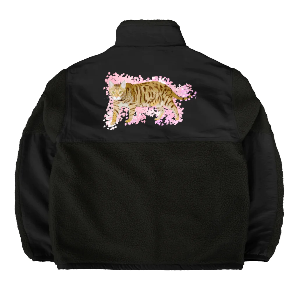 小鳥と映画館の虎 猫 トイガー 桜バージョン 合格祝いに Boa Fleece Jacket