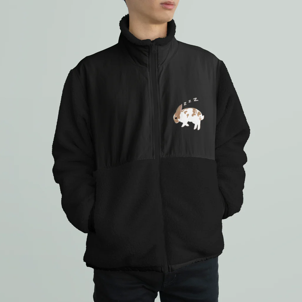 動物好きの白目を剥いて寝るうさぎ Boa Fleece Jacket