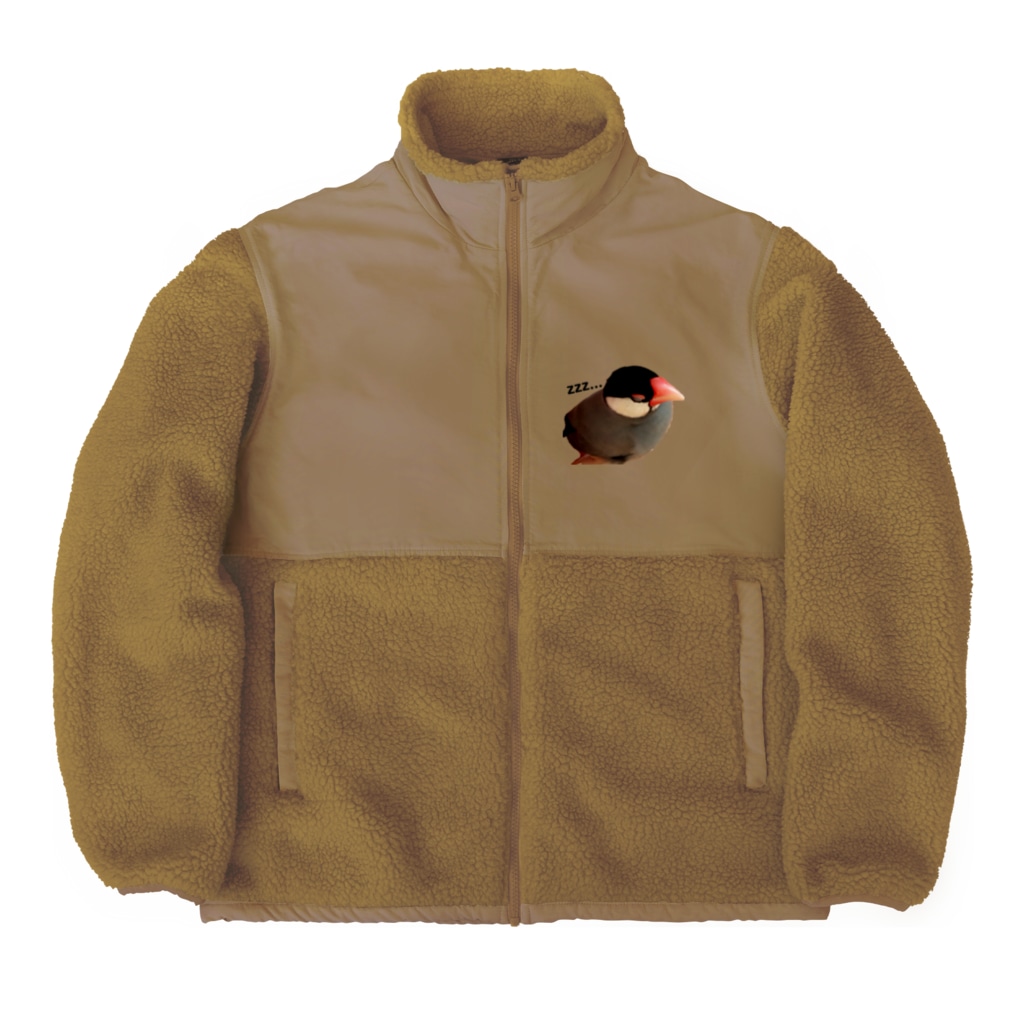 harupink🌸ペット似顔絵illustのおねむな文鳥さん Boa Fleece Jacket
