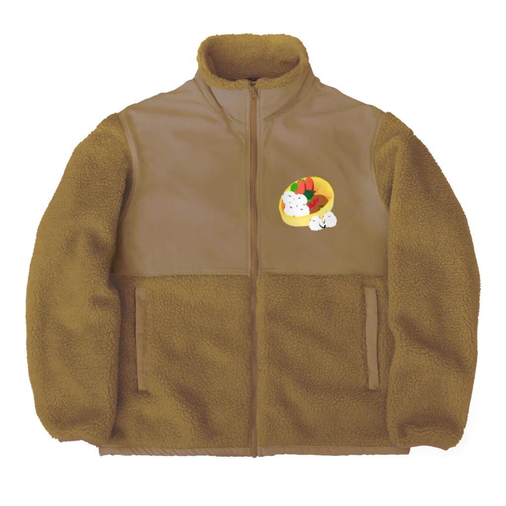 Kotetsu diary(SUZURI店)のシマエナガ×お弁当 Boa Fleece Jacket