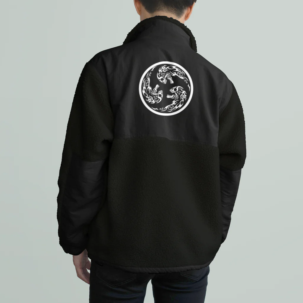 Ａ’ｚｗｏｒｋＳの丸に合わせ三つ髑髏 白（オリジナル家紋シリーズ） Boa Fleece Jacket