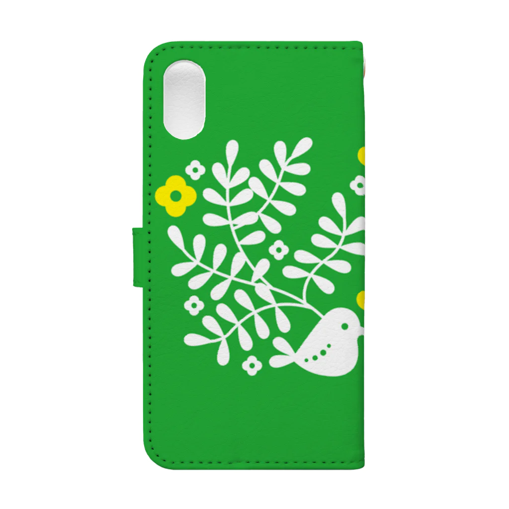 monetのお花と小鳥 Book-Style Smartphone Case :back