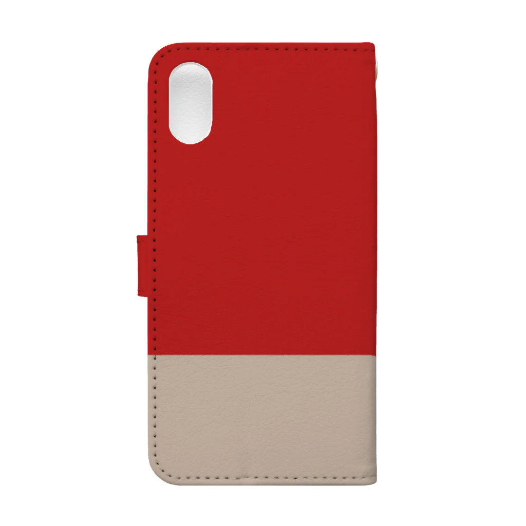 はっしーのシカ（赤×ベージュ） Book-Style Smartphone Case :back