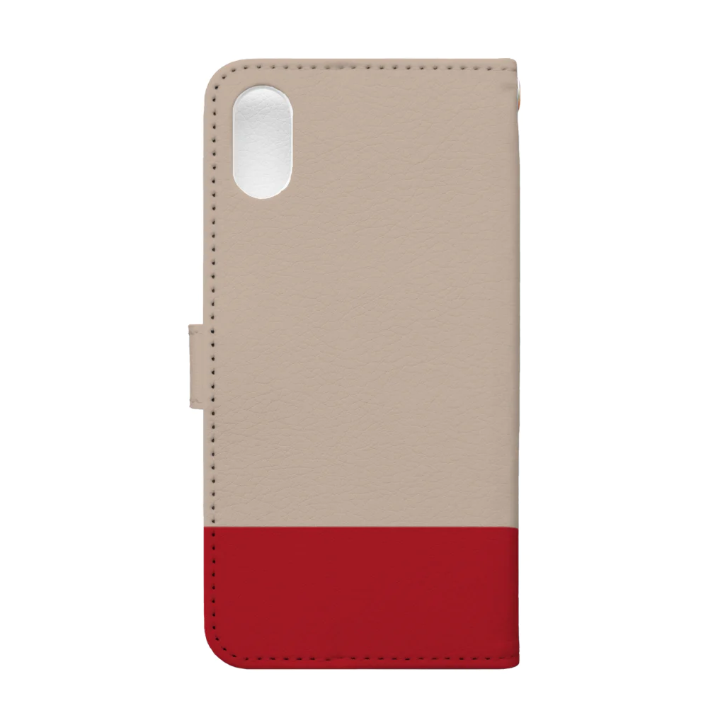 はっしーのシカ（ベージュ×赤） Book-Style Smartphone Case :back