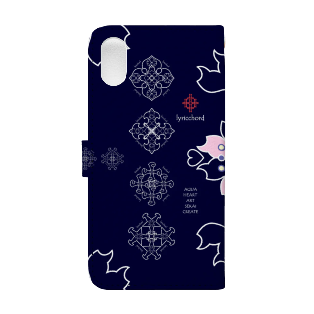 ERIKOERIN ART SHOPの浪漫花-ROMANKA-／ネイビー Book-Style Smartphone Case :back