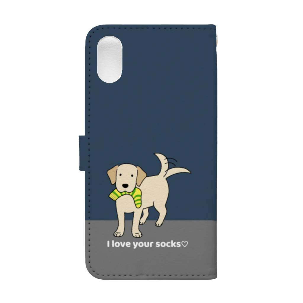 efrinmanのlabradorイエロー（ネイビー） Book-Style Smartphone Case :back