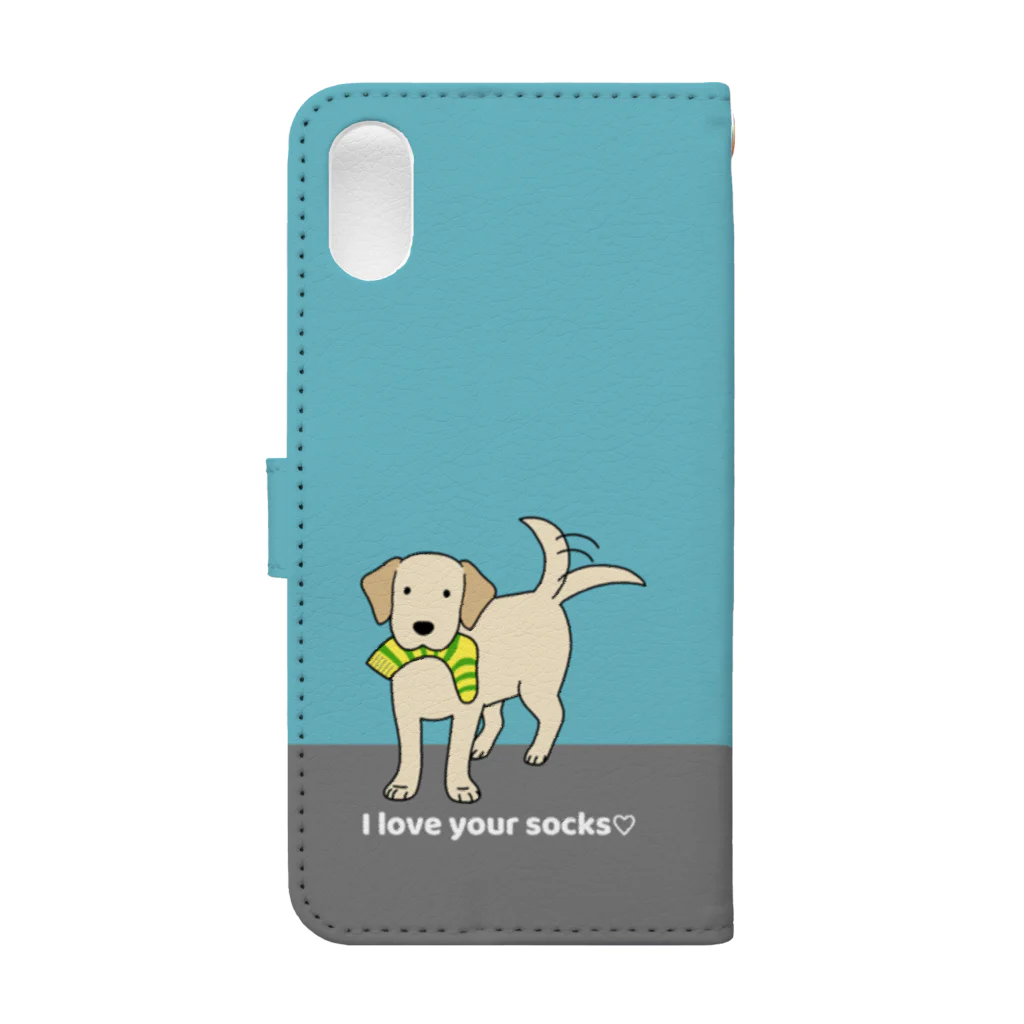 efrinmanのlabradorイエロー（ブルー） Book-Style Smartphone Case :back