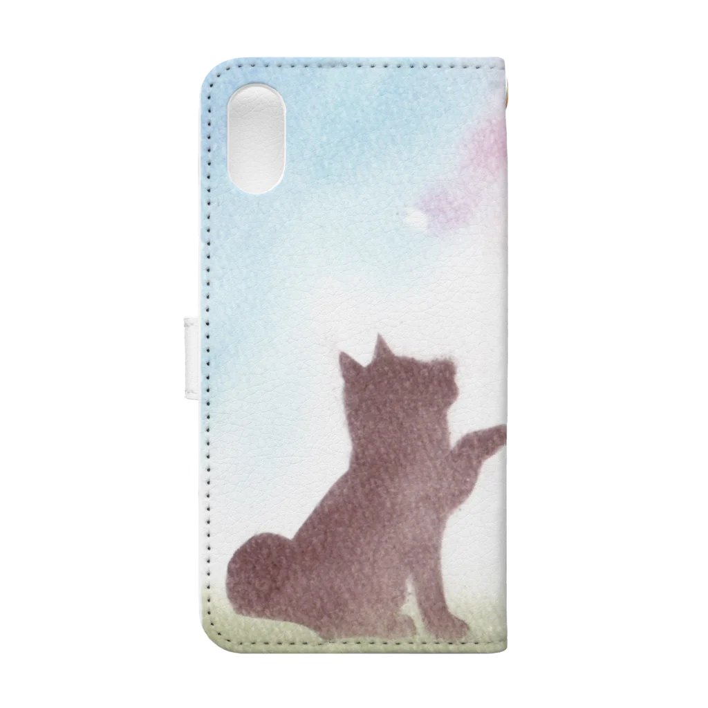 caprice-yk-sunの柴犬と桜 Book-Style Smartphone Case :back