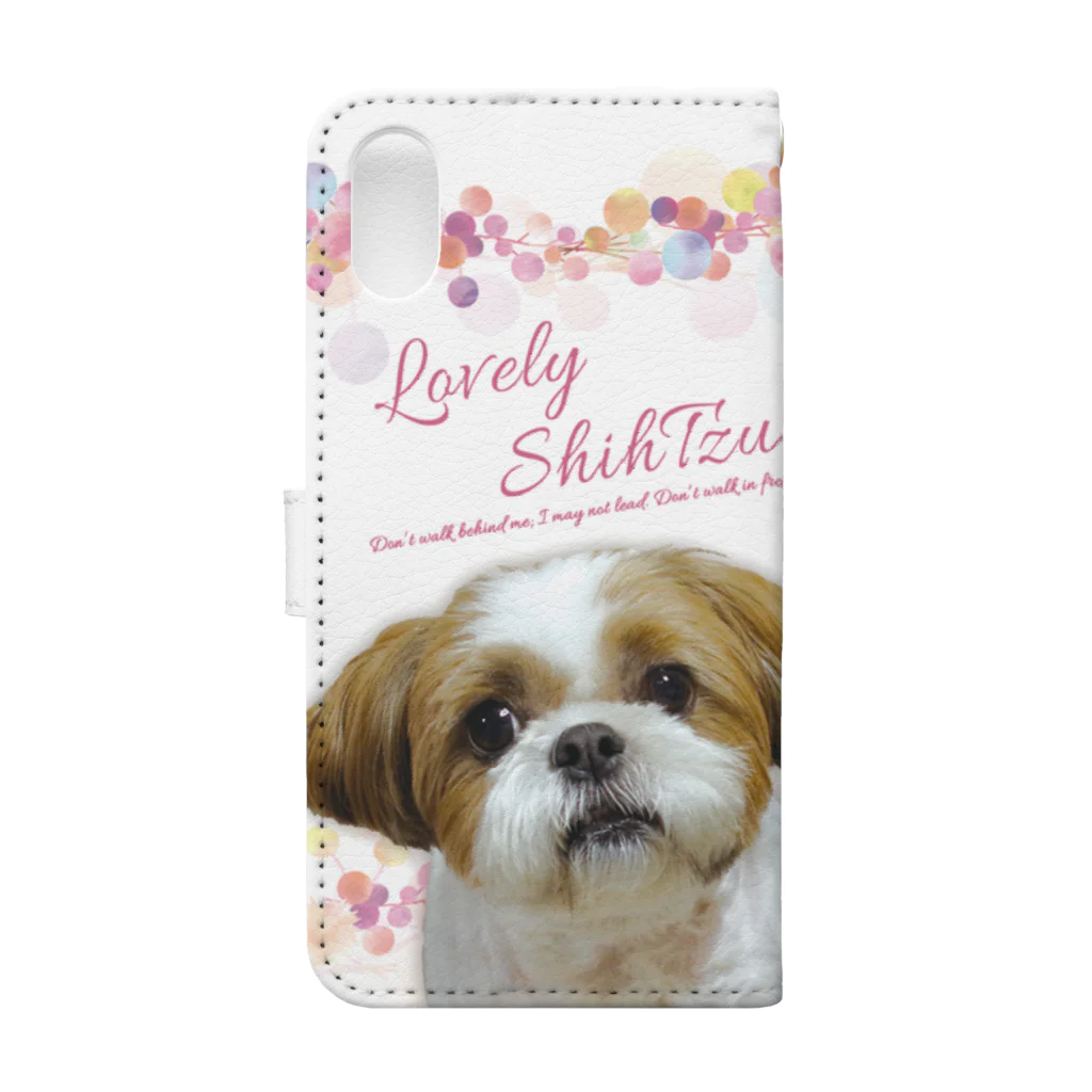 ぽんずのLovelyシーズー犬グッズのシーズー親子のスマホカバー ブルーベリー 手帳型スマホケースの裏面