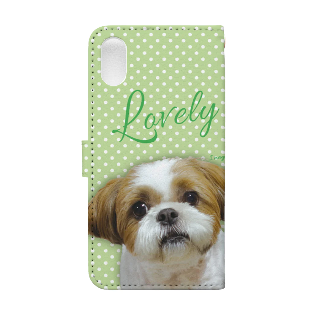 ぽんずのLovelyシーズー犬グッズのシーズー親子のスマホカバー メロン Book-Style Smartphone Case :back