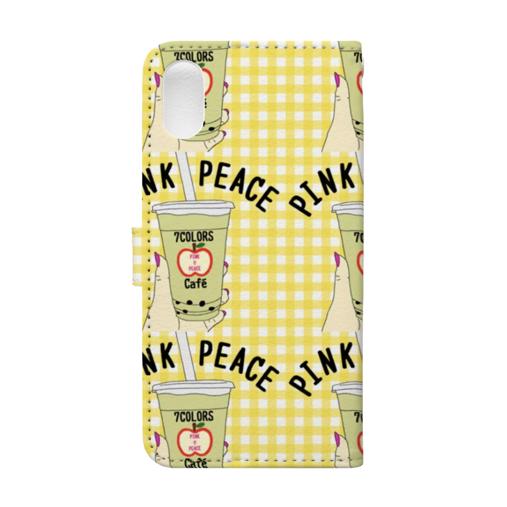 PINK♡PEACEのタピオカ✖️半分りんご🍎 手帳型スマホケースの裏面