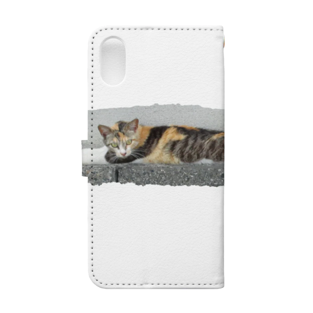 斜め上支店の棒猫 - the straight cat - Book-Style Smartphone Case :back