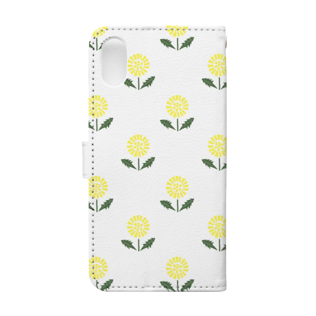 sonoteniの北欧　花柄　タンポポ　2 ホワイト ＃105 Book-Style Smartphone Case :back