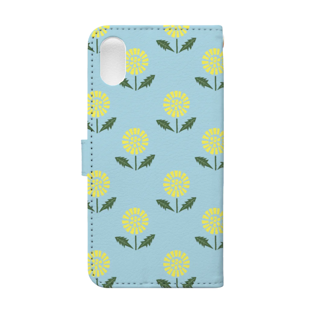 sonoteniの北欧　花柄　タンポポ　3 パステルブルー  #106 Book-Style Smartphone Case :back