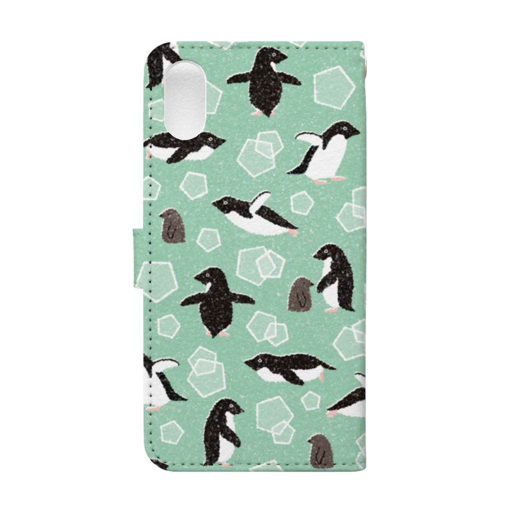 123izmのペンギン（緑） Book-Style Smartphone Case :back