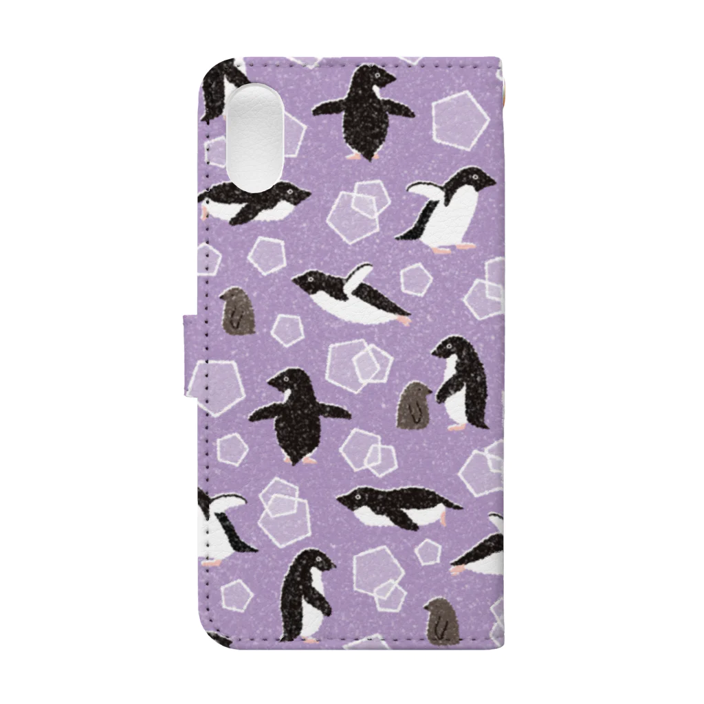 123izmのペンギン（紫） 手帳型スマホケースの裏面