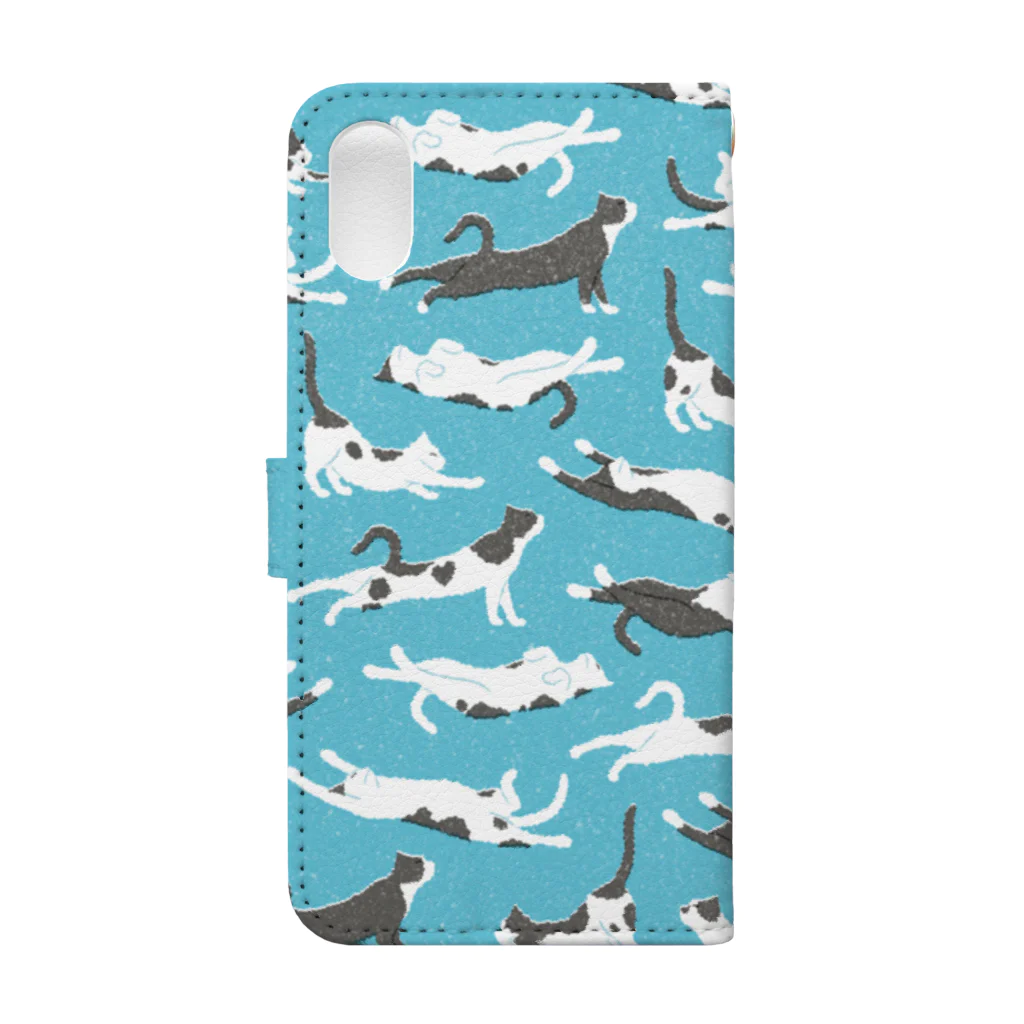 123izmののびのび猫（青） Book-Style Smartphone Case :back