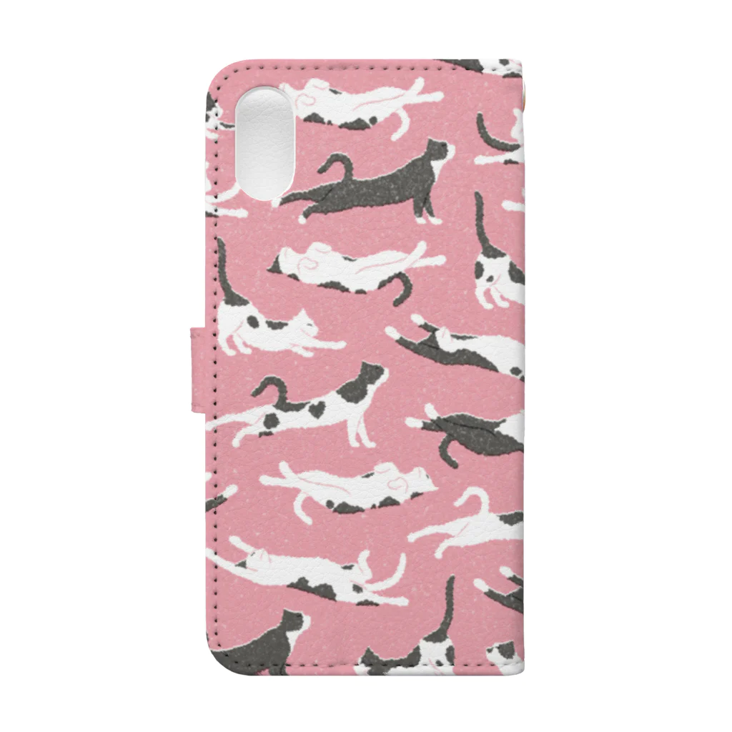 123izmののびのび猫（赤） Book-Style Smartphone Case :back