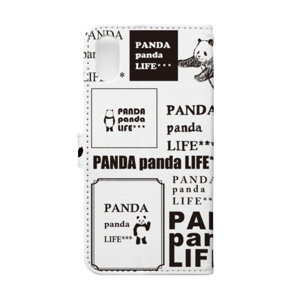 PANDA panda LIFE***のロゴロゴ　パンダ 手帳型スマホケースの裏面