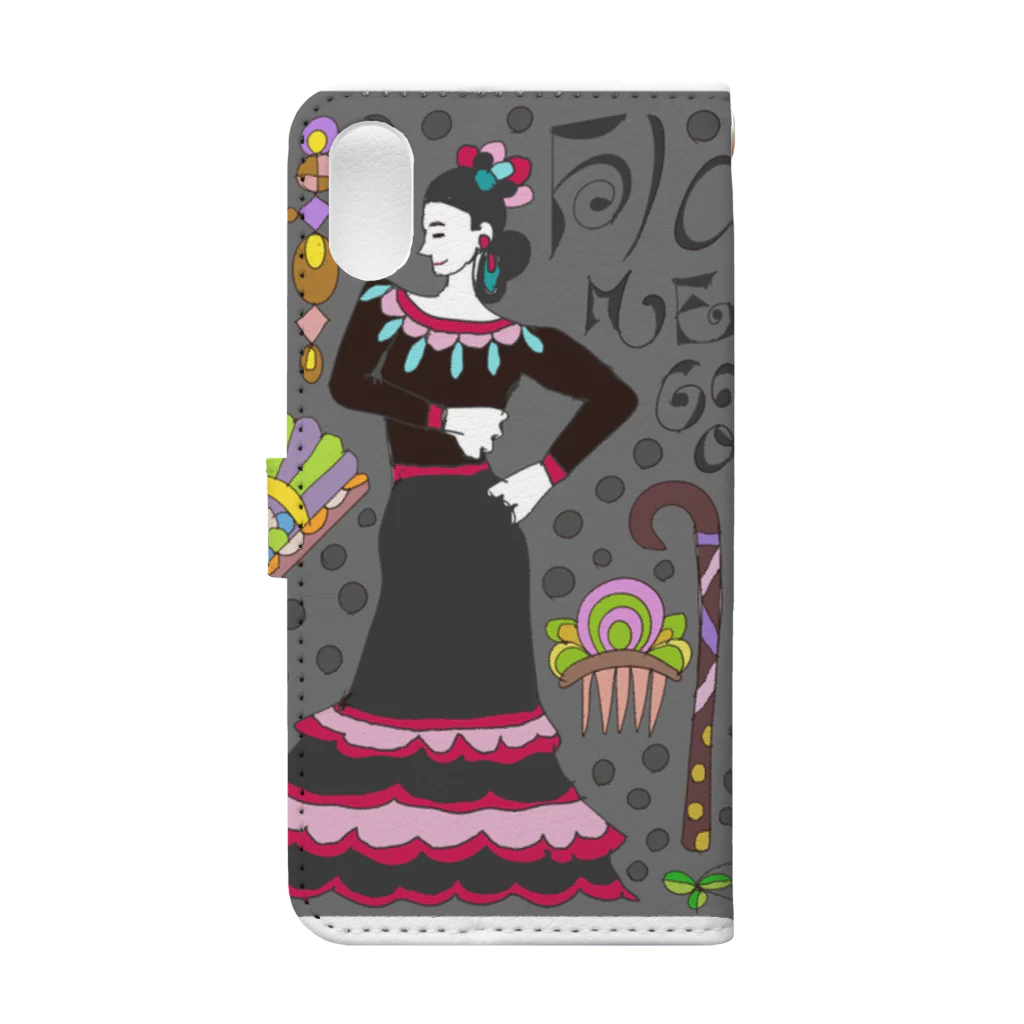 Flamenco Verano Tiendaのフラメンコベラーノ　踊り子二人 Book-Style Smartphone Case :back