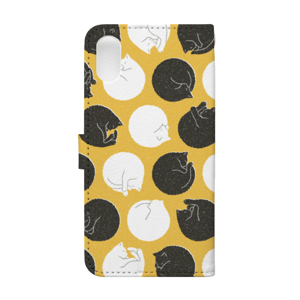 123izmの猫ドット（黄） Book-Style Smartphone Case :back