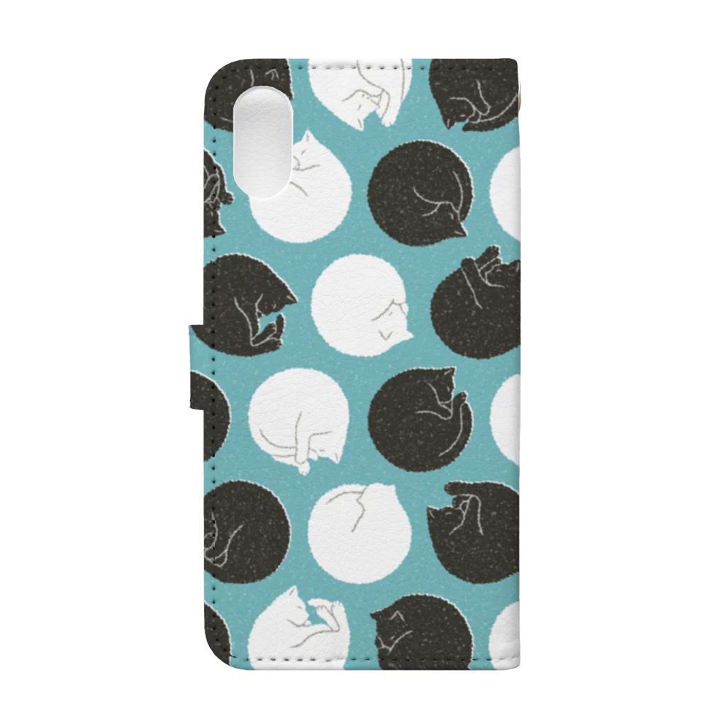 123izmの猫ドット（青） Book-Style Smartphone Case :back