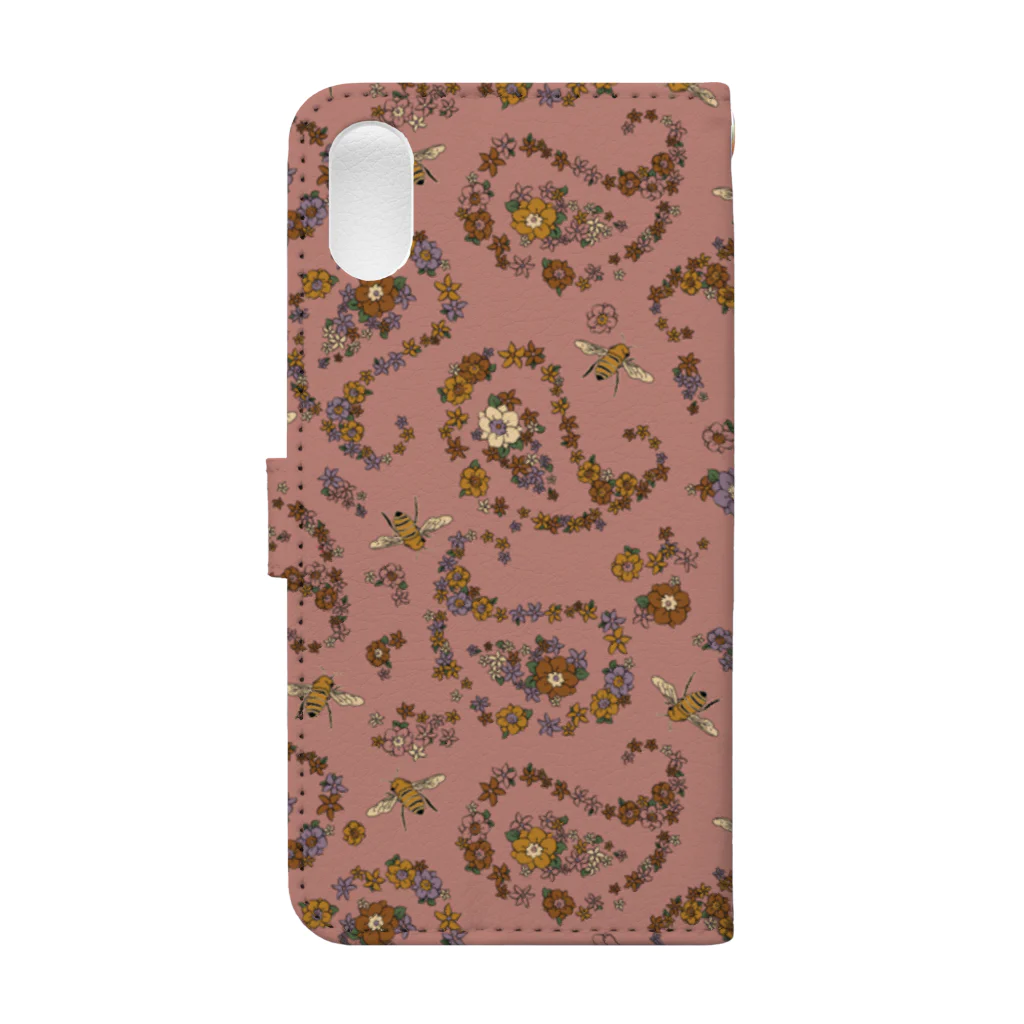 Jimmy BuffaloのJimmy Buffalo - Paisley Bee サーモンピンク Book-Style Smartphone Case :back