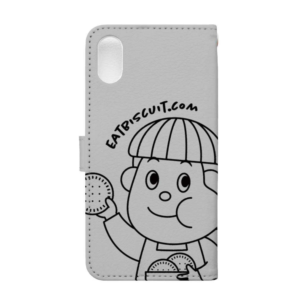 eatbiscuitのビスケットもぐもぐくん手帳型スマホケースグレー Book-Style Smartphone Case :back