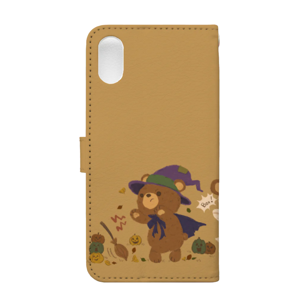 ゆずハピのハロウィンの森のクマ Book-Style Smartphone Case :back