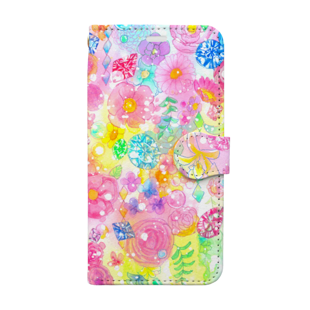 Coffret à bijouxの宝石と花のスマートフォンケース Book-Style Smartphone Case