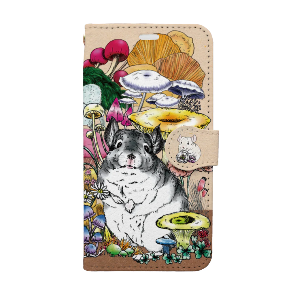 おもちのきのこいっぱいチンチラiphoneX-Xs Book-Style Smartphone Case