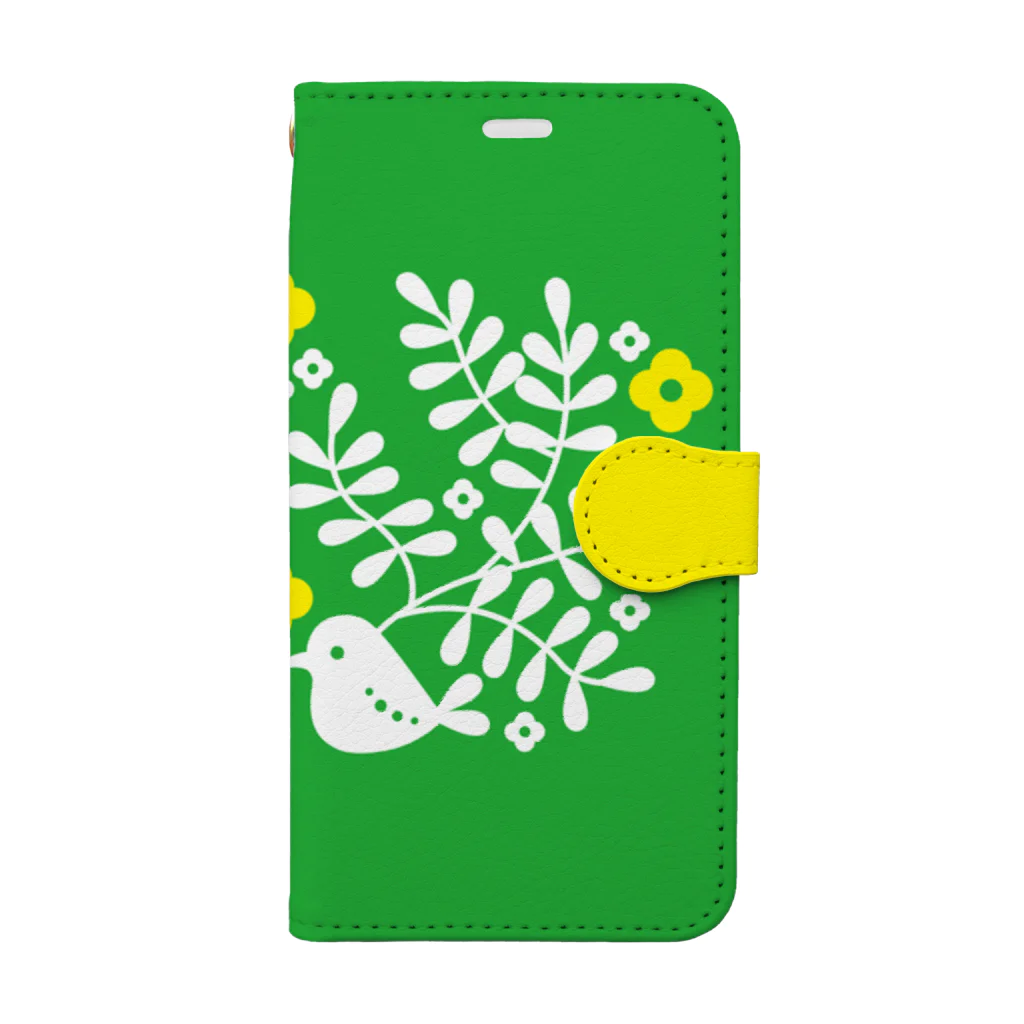 monetのお花と小鳥 Book-Style Smartphone Case